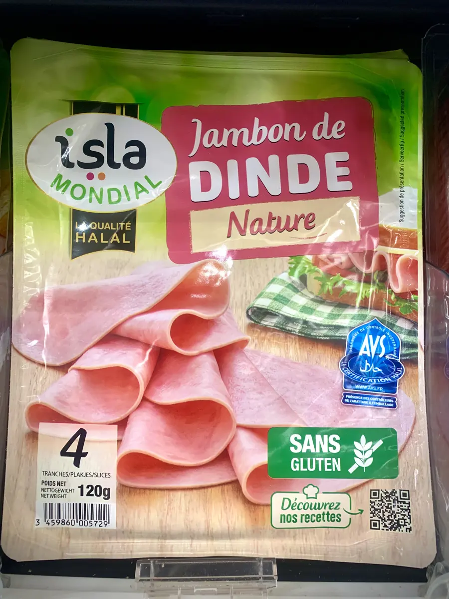 Jambon de dinde Isla Mondial certifié halal AVS