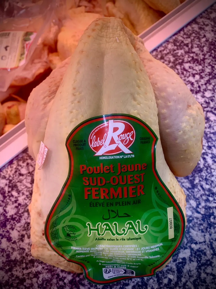 Poulet jaune Label Rouge fermier, origine France, certifié halal